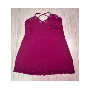 Victorias Secret Lace Trim Slip Dress Berry Purple XL 420040-SDA